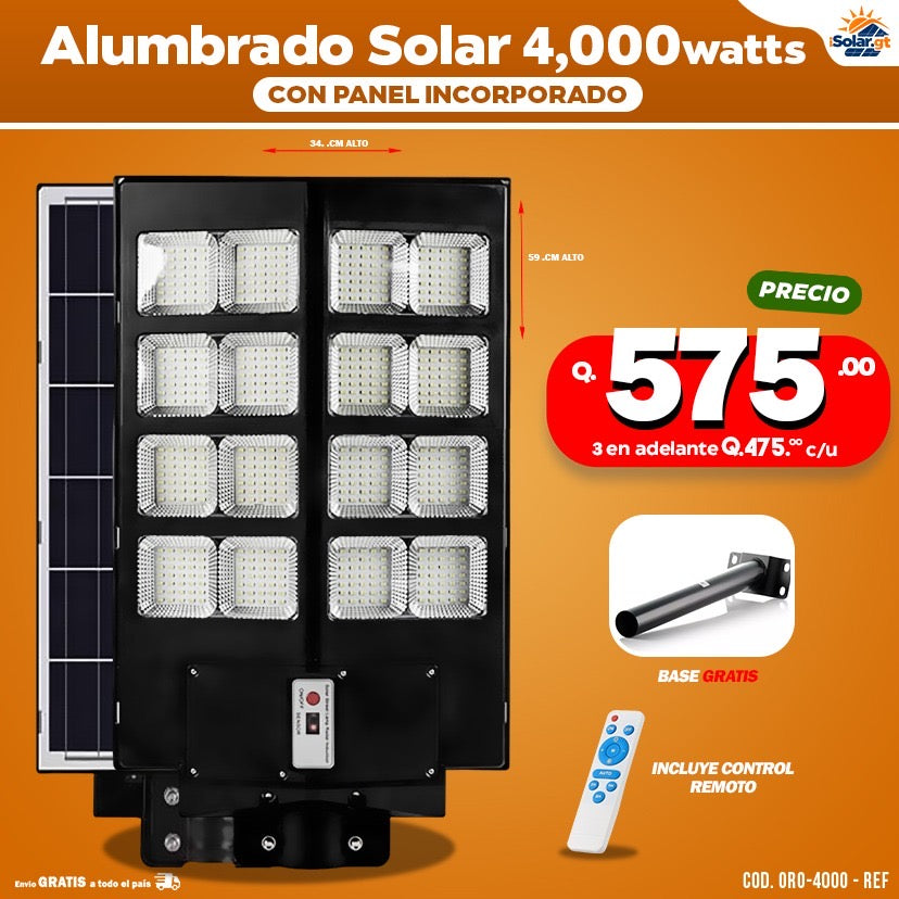 Alumbrados Solares Profesionales Industriales con Panel solar 4,000 Watts