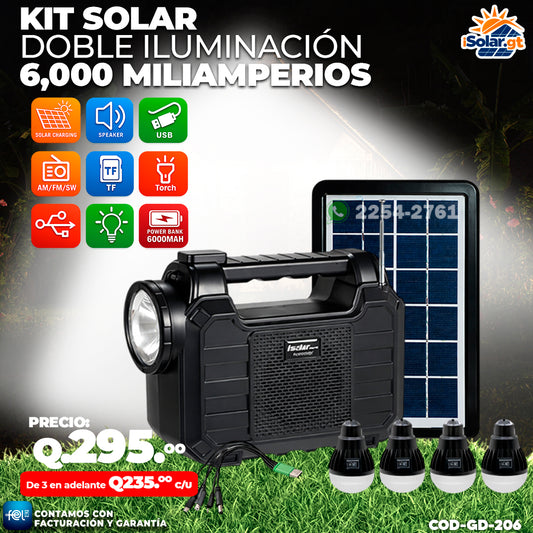 Kit Solar de Doble Iluminación de 6,000 mah 🔋☀️