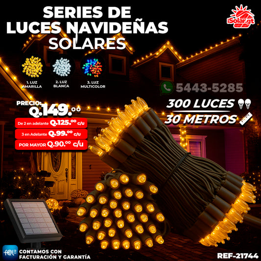 Luz Navideña color Amarillo de 300 Luces/ 30 Metros 🎇✨