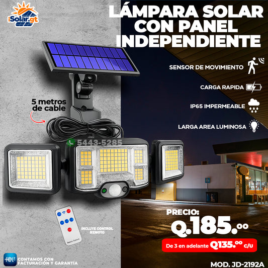 Lámpara Solar con panel Independiente 🙂‍↕️