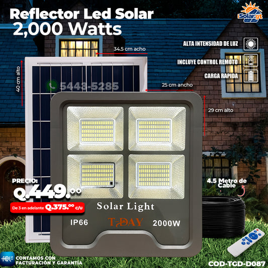 Reflector Profecional Led de Vidrio 2,000 watts 🌙.