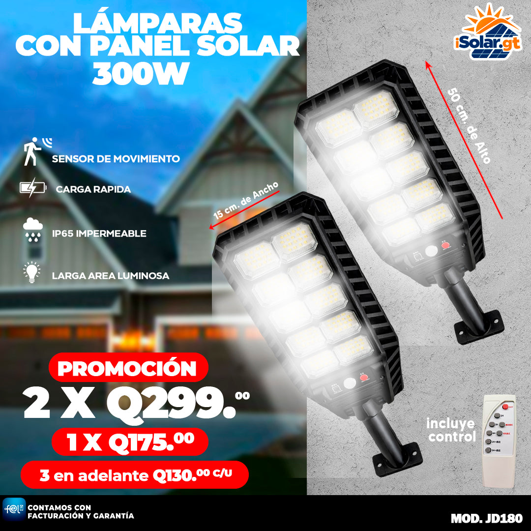 Lamparas con Panel Solar de 300 Watts ⛈️