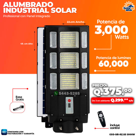 🔆 Alumbrado Solar con Panel Integrado de 3,000 Wattts 🔆