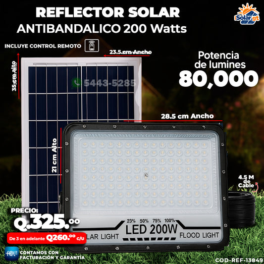 Reflector Industrial Solar Antibandálico de 200 Watts 🏗️⏳
