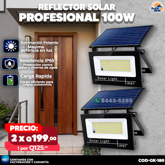 Reflectores Solares con Panel Integrado 100 Watts 🌞