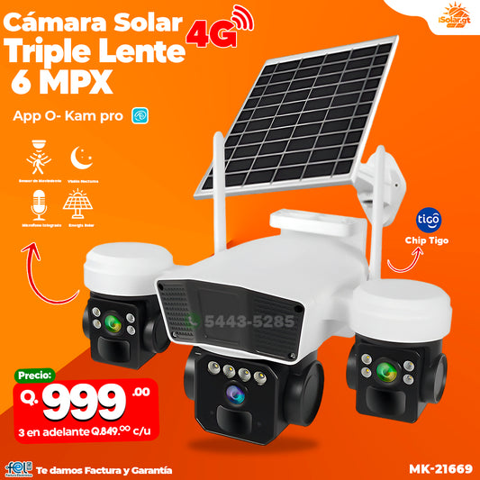 Cámara Solar Triple Lente 6MPX 4G ☀️
