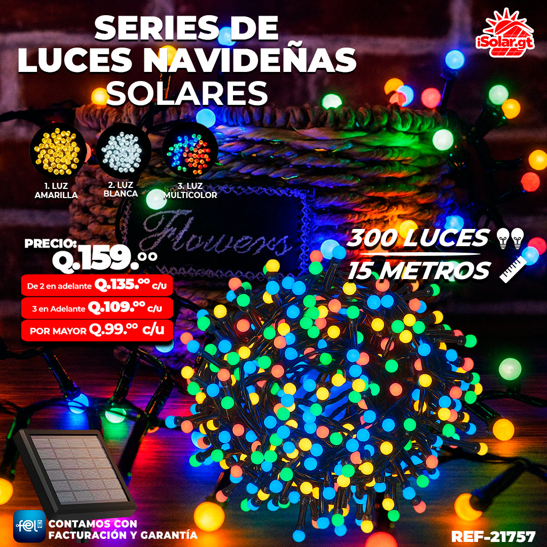 Luz Navideña color Multicolor de 300 Luces/ 15 Metros 🎇✨