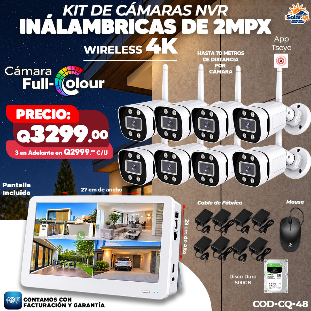 📹📡 Kit NVR Inalámbrico 8 Cámaras 2MPX | Wireless 4K 📺