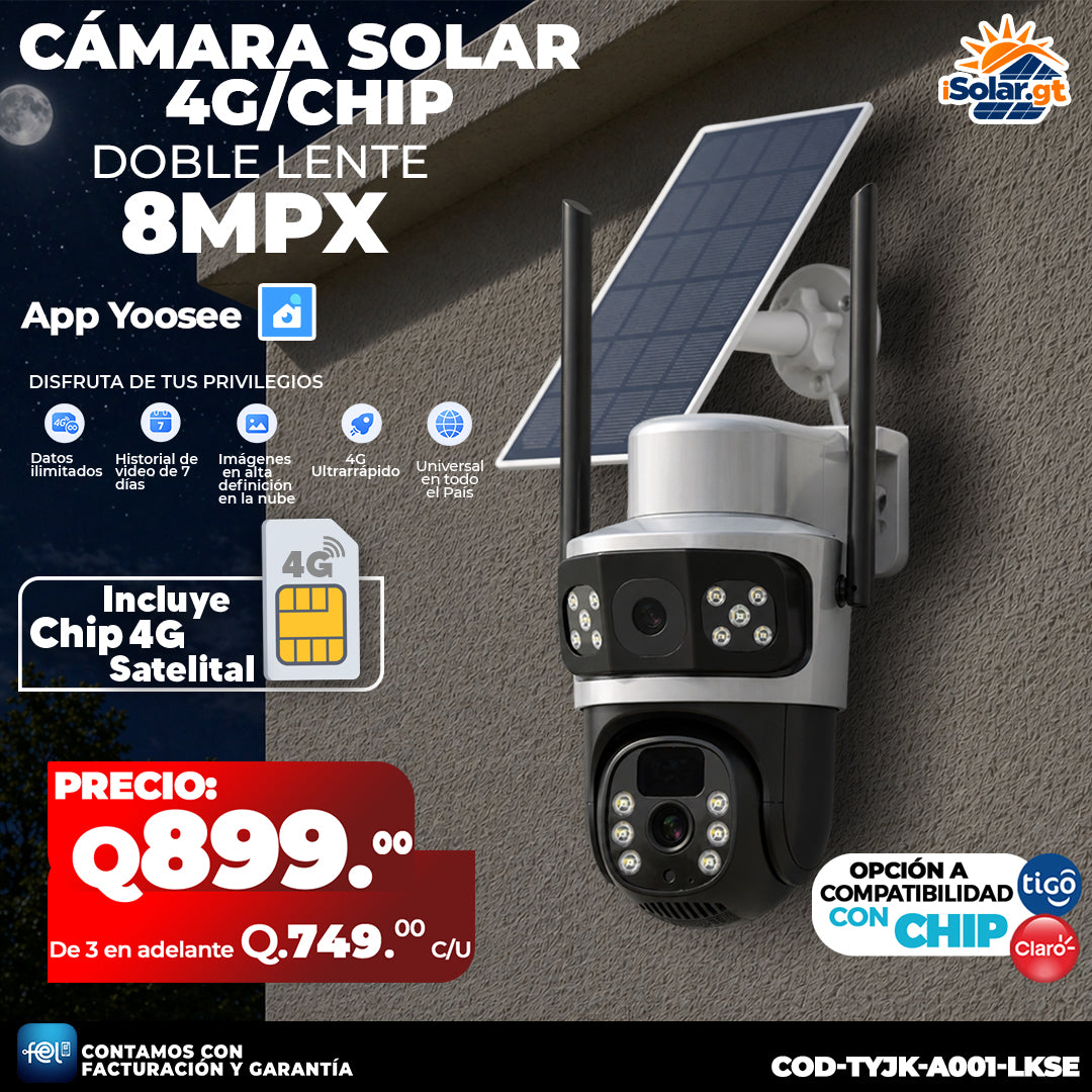 Cámara Solar 4G de 12 MegaPixeles Doble Lente ☀️☀️