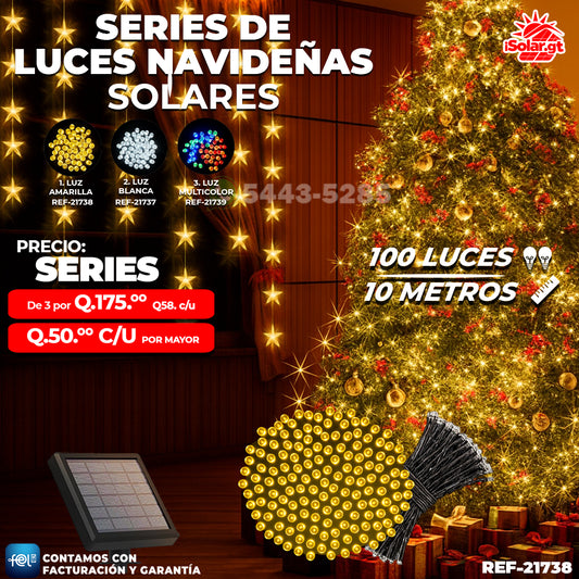 Luz Navideña color Amarillo de 100 Luces/ 10 Metros 🎇✨