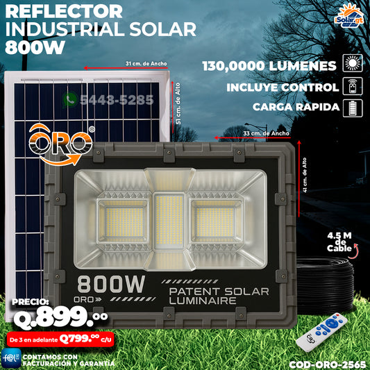 ☀️ Reflector Industrial Solar de 800 Watts - ORO ☀️