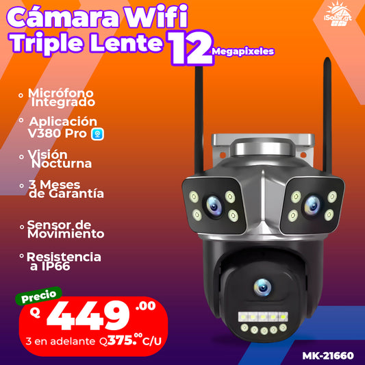Cámara Wifi Triple Lente de 12 Megapixeles