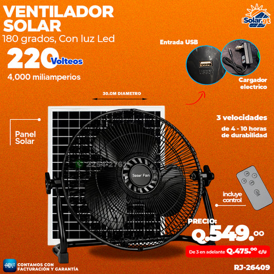 Ventilador Solar de 4,000 Miliamperios 🌬️