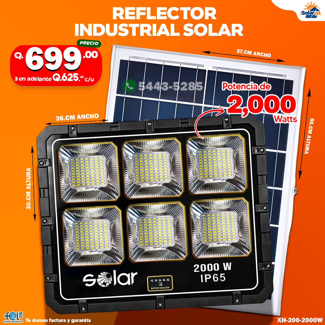 Reflector Industrial Solar de 500- 1000 -1500 -2000 - 3000 -4000 Watts, Resistente 💪🔆🌞✨🔦
