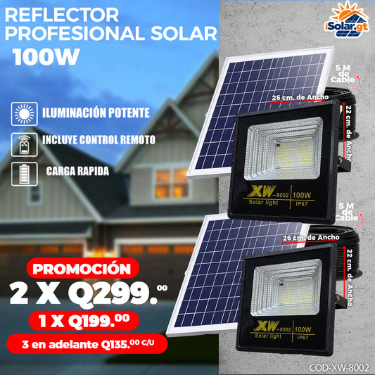 Reflectores Solares con Panel 100 Watts 🌞