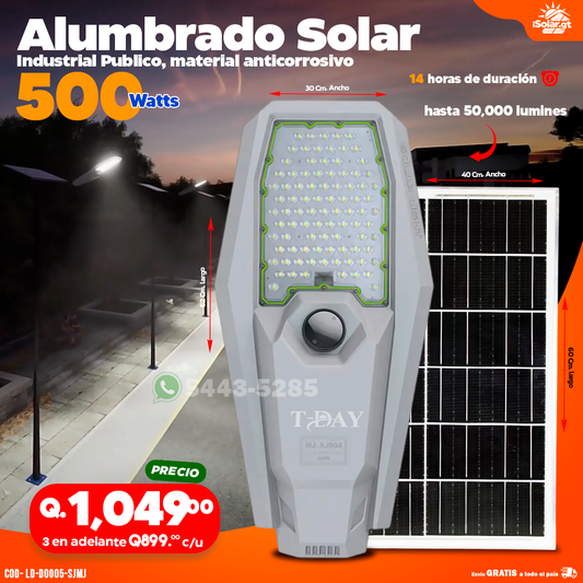 Alumbrado Solar Industrial Publico, Materia anticorrosivo de 500 Watts
