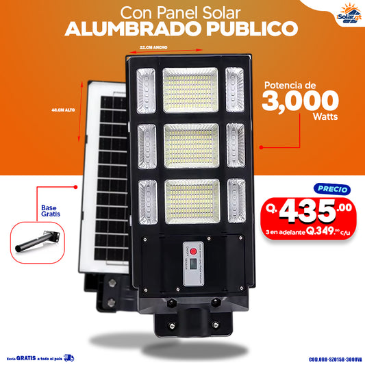 Alumbrados Solares Publicos de 3,000 watts