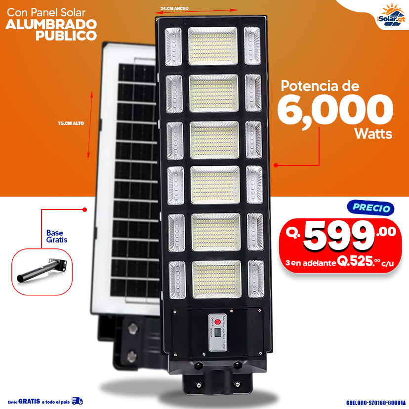 Alumbrados Solares Publicos de 6,000 watts