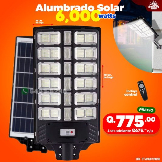 Alumbrados Solares Profesionales Industriales con Panel solar de 6000 watts