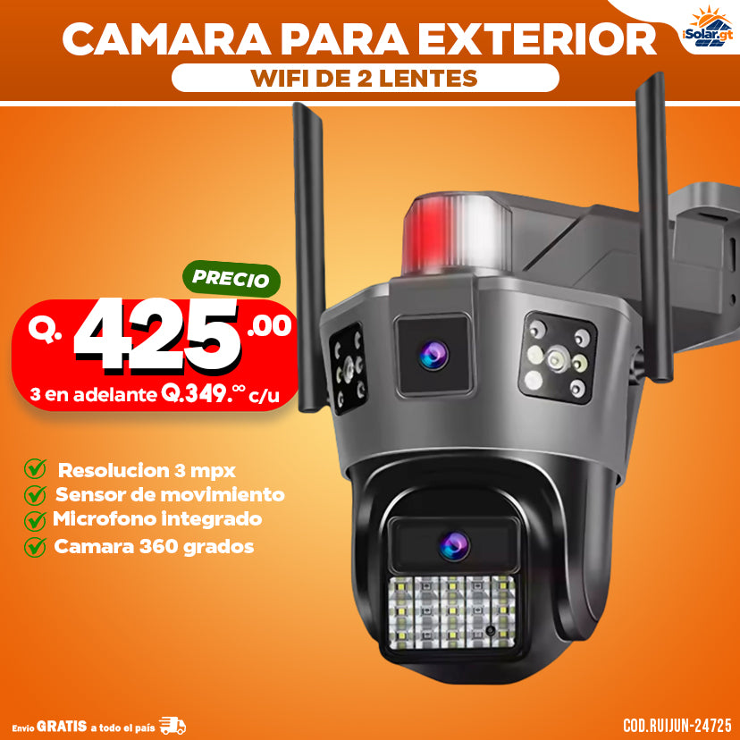 Cámara Wifi 3 MPX Doble Lente IP 66