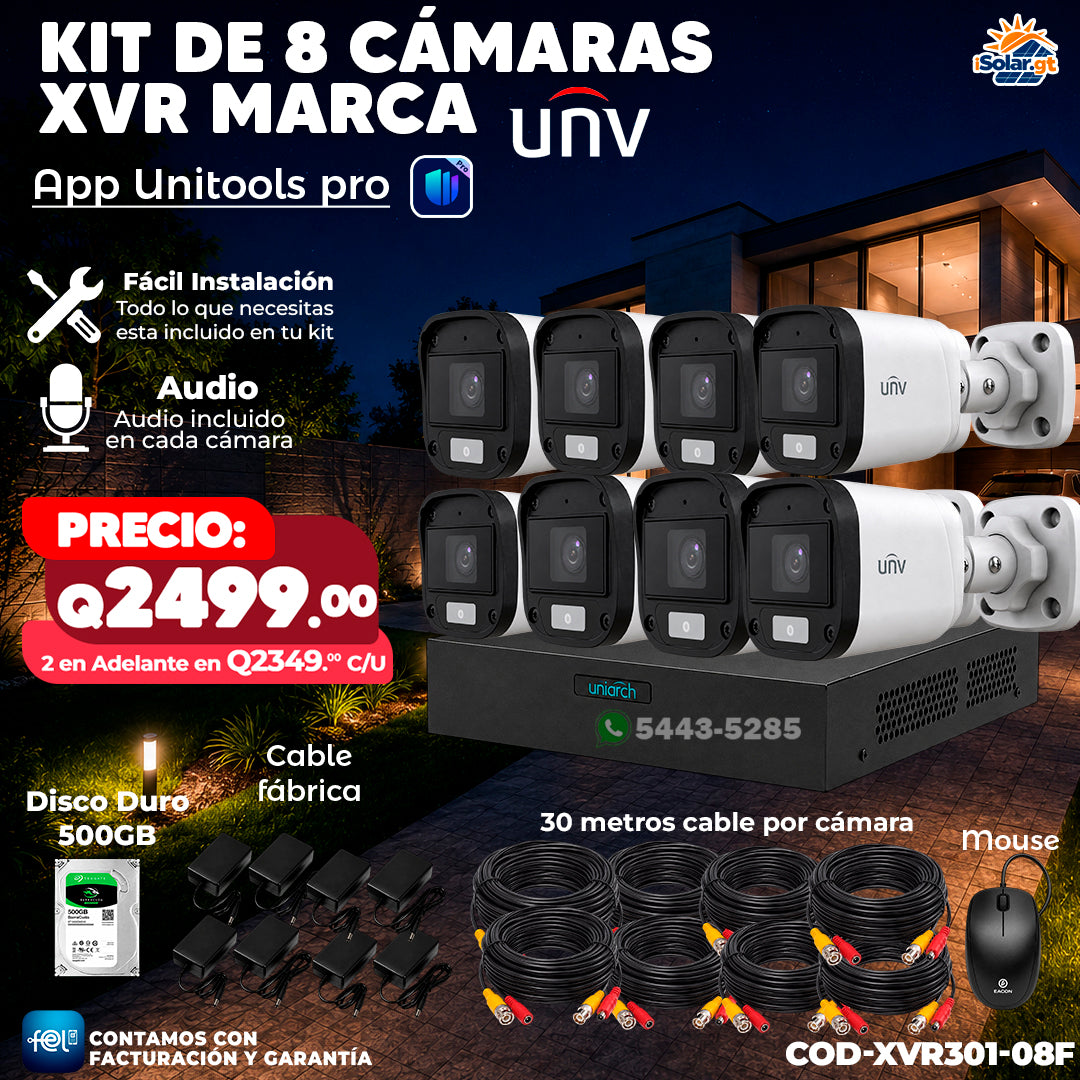 🎥📹 Kit XVR de 8 Cámaras UNV con Audio
