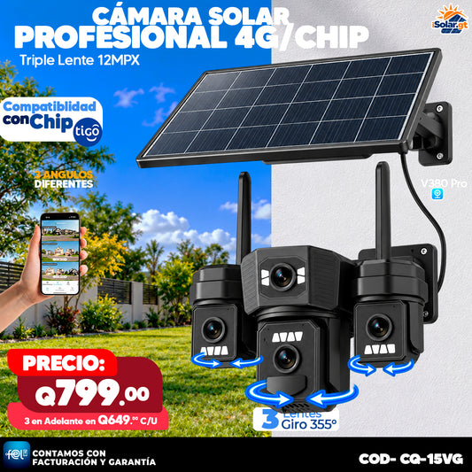 Cámara Solar Triple Lente 12MPX 4G ☀️