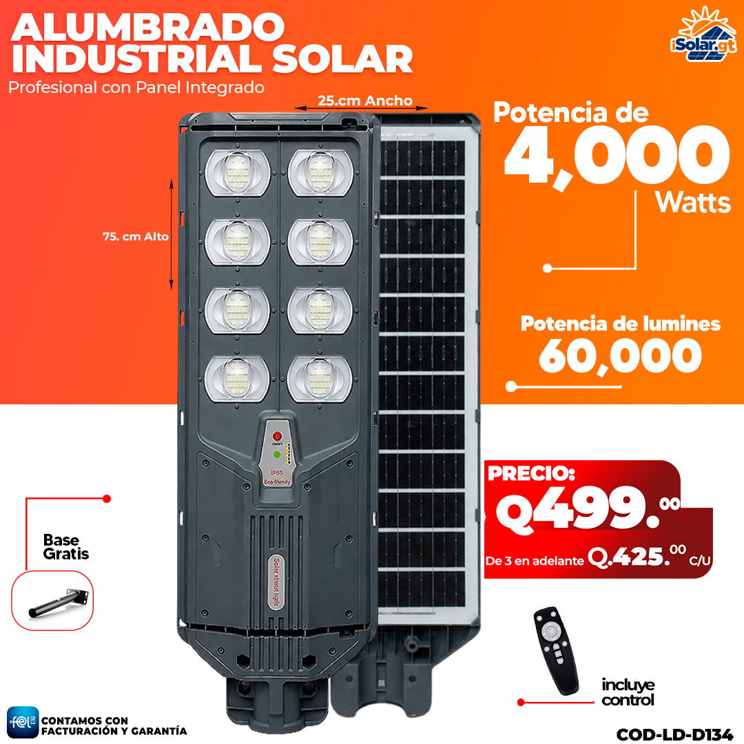 Alumbrado Solar Industrial de 4,000 Watts ☀️