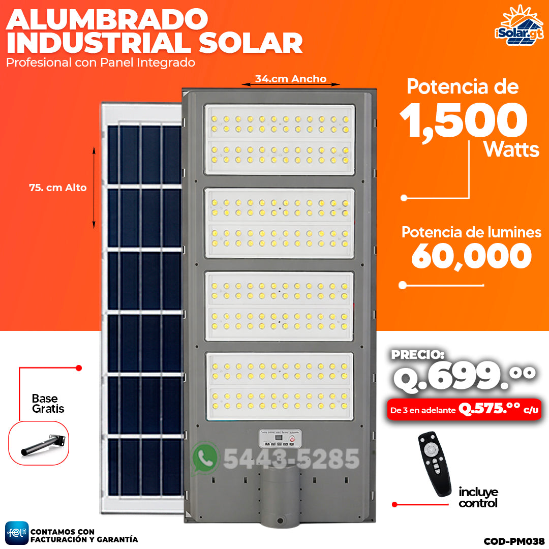 Alumbrado Solar Industrial de 1,500 Watts ☀️