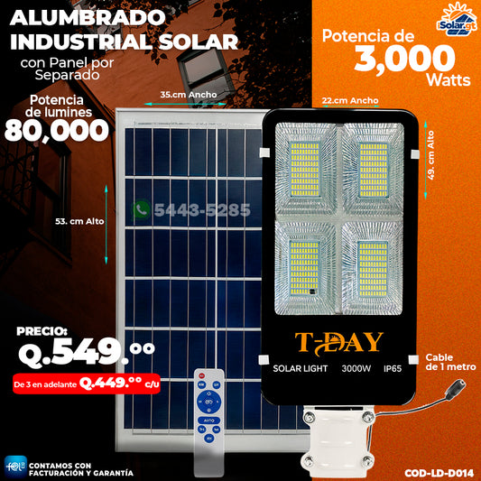 Alumbrado Solar Profesional con Panel Independiente de 3,000 Watts 🎇🎇
