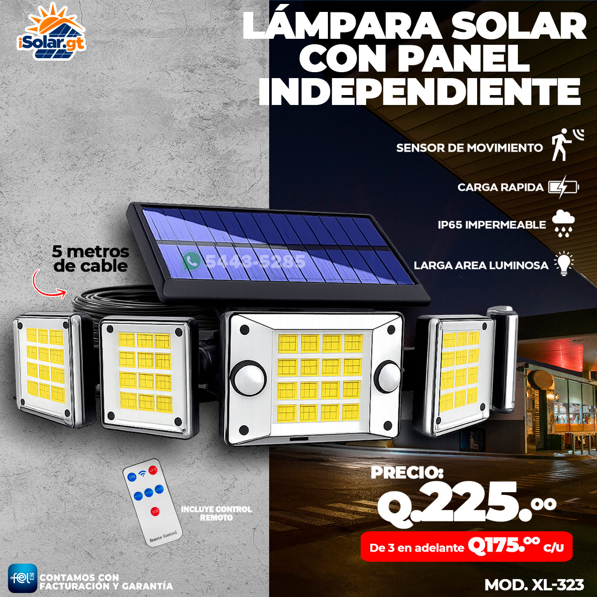 Lámpara Solar con panel por Aparte 🙂‍↕️