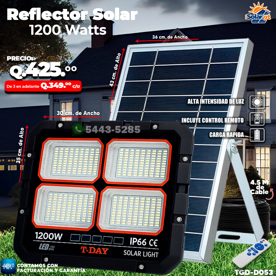 Reflector Profecional Solar 1,200 watts 🌙