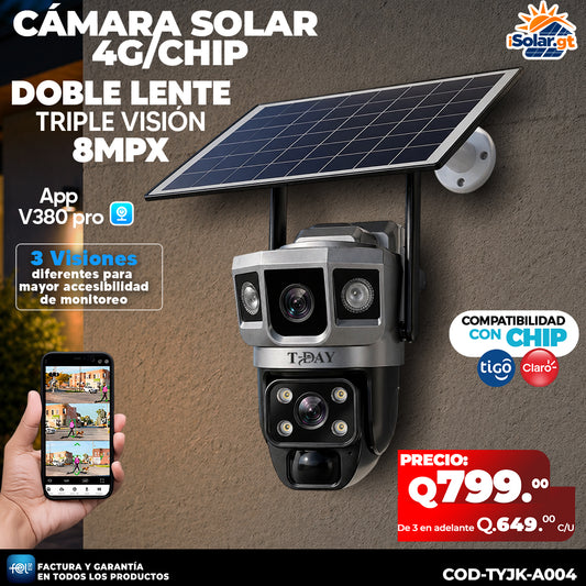 Cámara Solar Doble Lente 4G de 8 megapixeles 🌞🔋