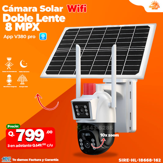 📸🔆 CÁMARA SOLAR WIFI – DOBLE LENTE 8 MPX