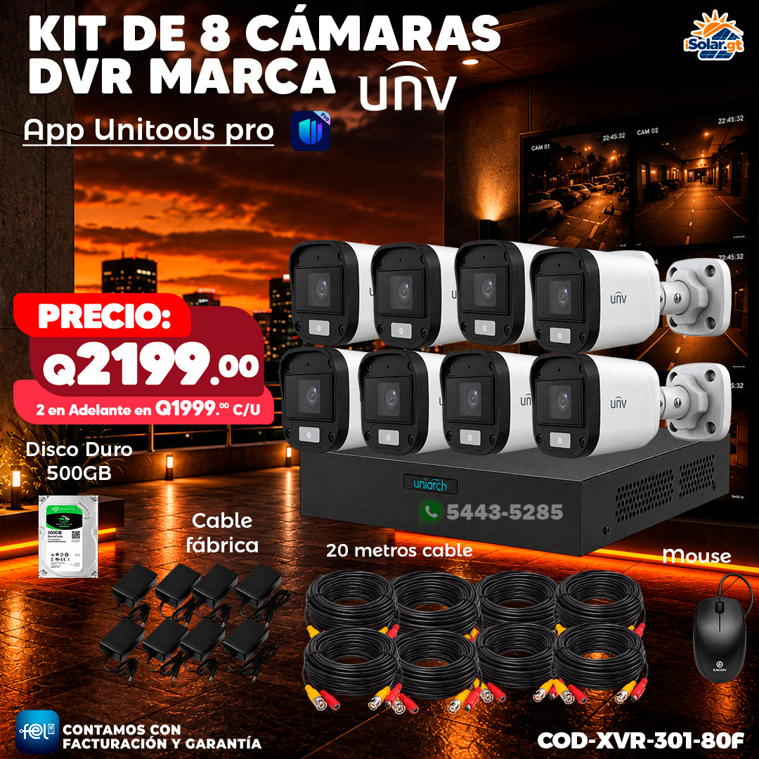 🎥📹 Kit XVR de 8 Cámaras UNV