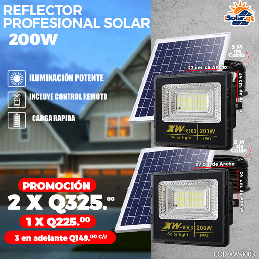 Reflectores Solares con Panel 200 Watts 🌞