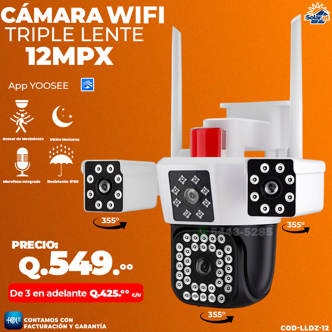 Cámara Wifi Triple Lente 12MPX 📷