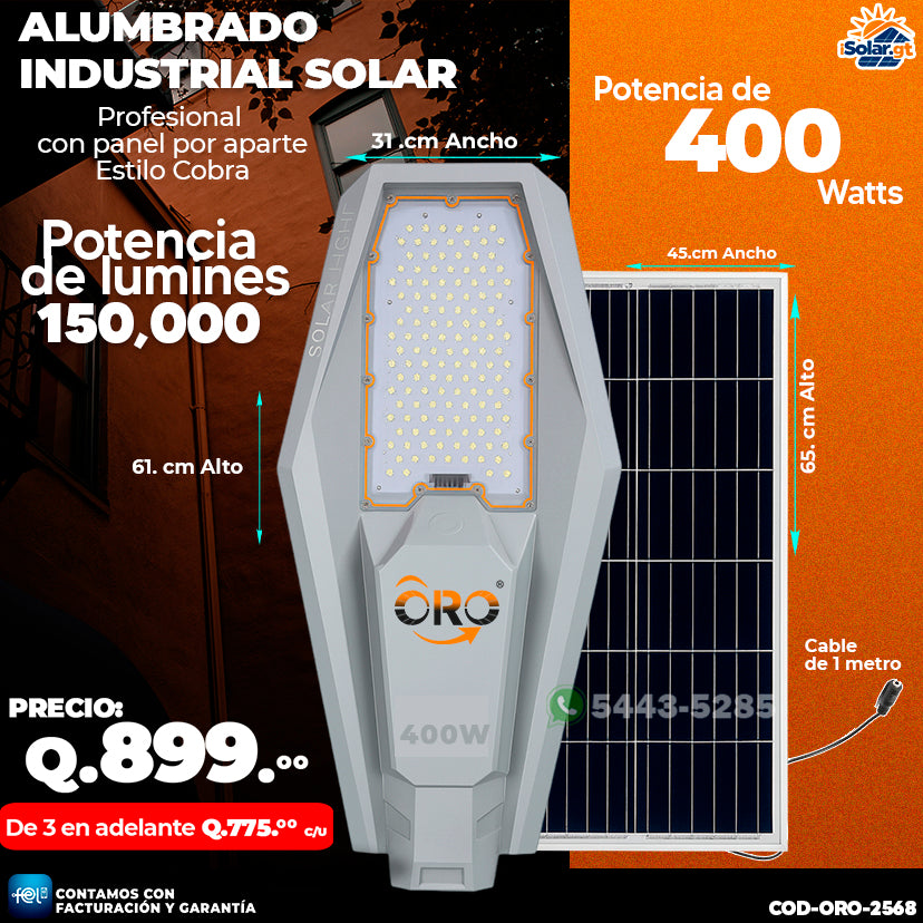 💡 Alumbrado Solar Profesional Estilo Cobra Marca Oro 💡