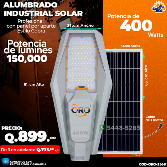 💡 Alumbrado Solar Profesional Estilo Cobra Marca Oro 💡