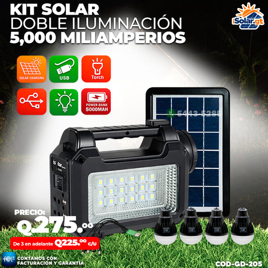 Kit Solar de Doble Iluminación de 5,000 mah 🔋☀️