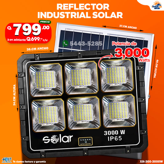 Reflector Industrial Solar de 3,000 Watts, Resistente y Práctico 💪🔆🌞✨🔦