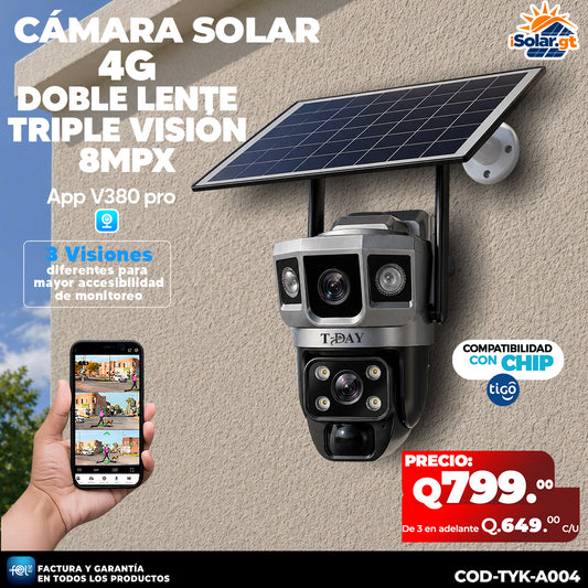 Cámara Solar Doble Lente 4G de 8 megapixeles 🌞🔋
