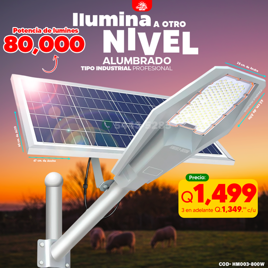 Alumbrado Tipo Industrial Profecional Solar de 80,000 lumines