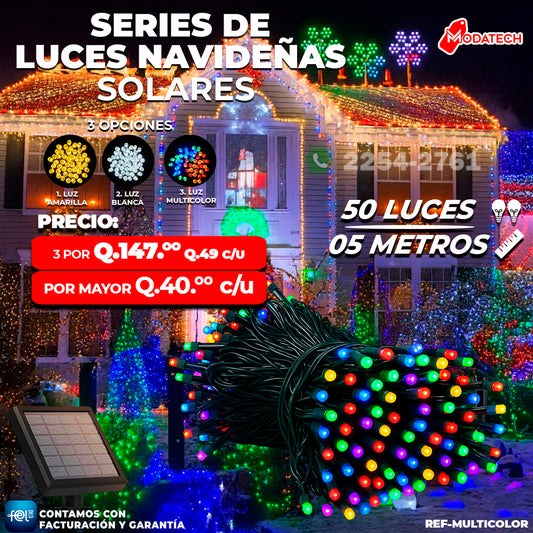 Luces Navideñas Solares 50 Luces color Multicolor