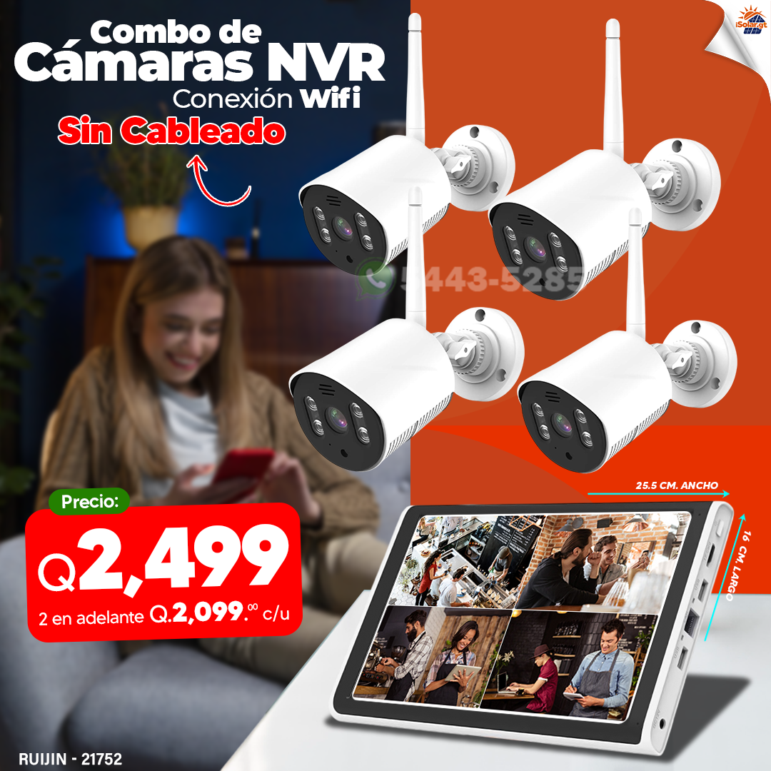 Kit de Cámaras Inalámbricas con NVR tipo bala