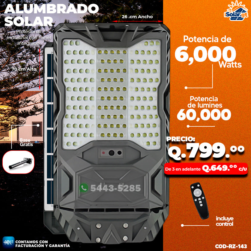 🔸 Alumbrado Solar 6,000W – Alta Potencia
