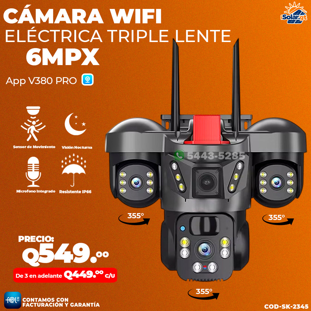 Cámara Triple Lente de 6MPX 🚶