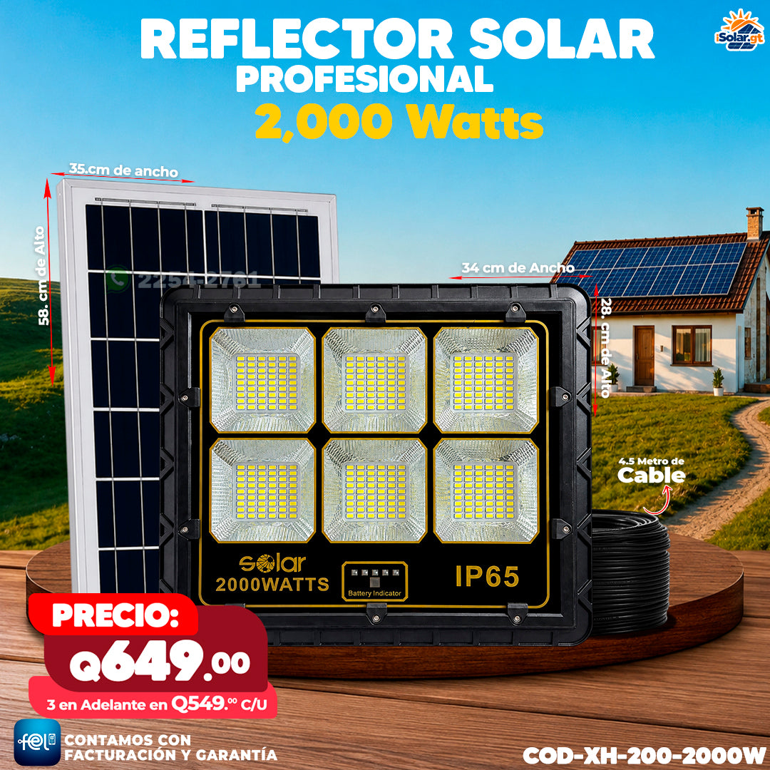 Reflector Solar de Vidrio de 2,000W 🔆🔆