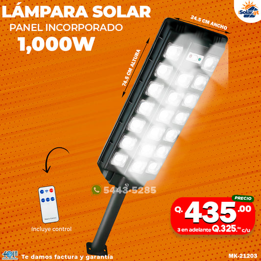 Lampara Con panel Solar de 1,000 watts ☀️🔋