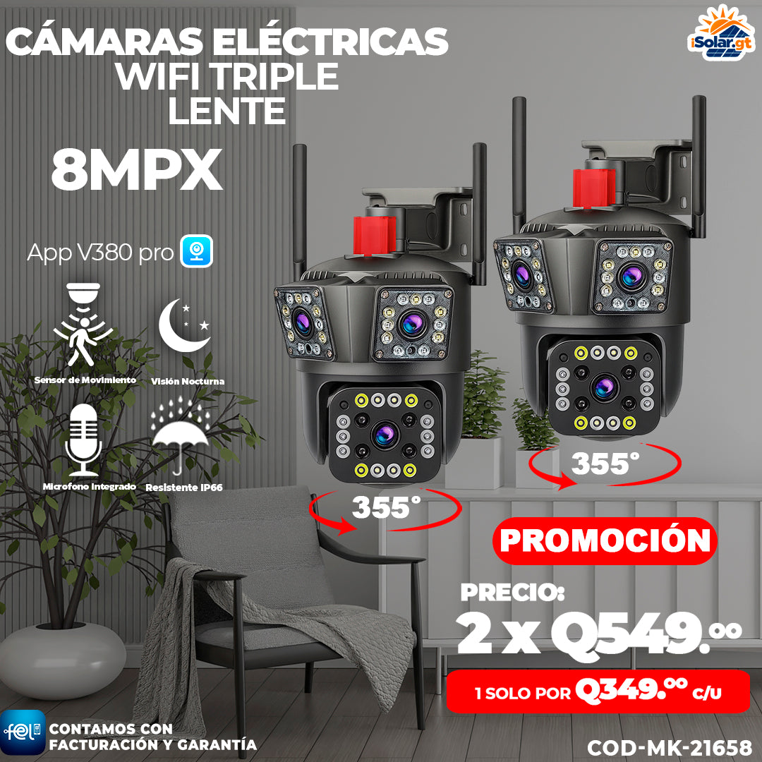 Cámaras Electricas Triple Lente 🎥 – iSolar.gt