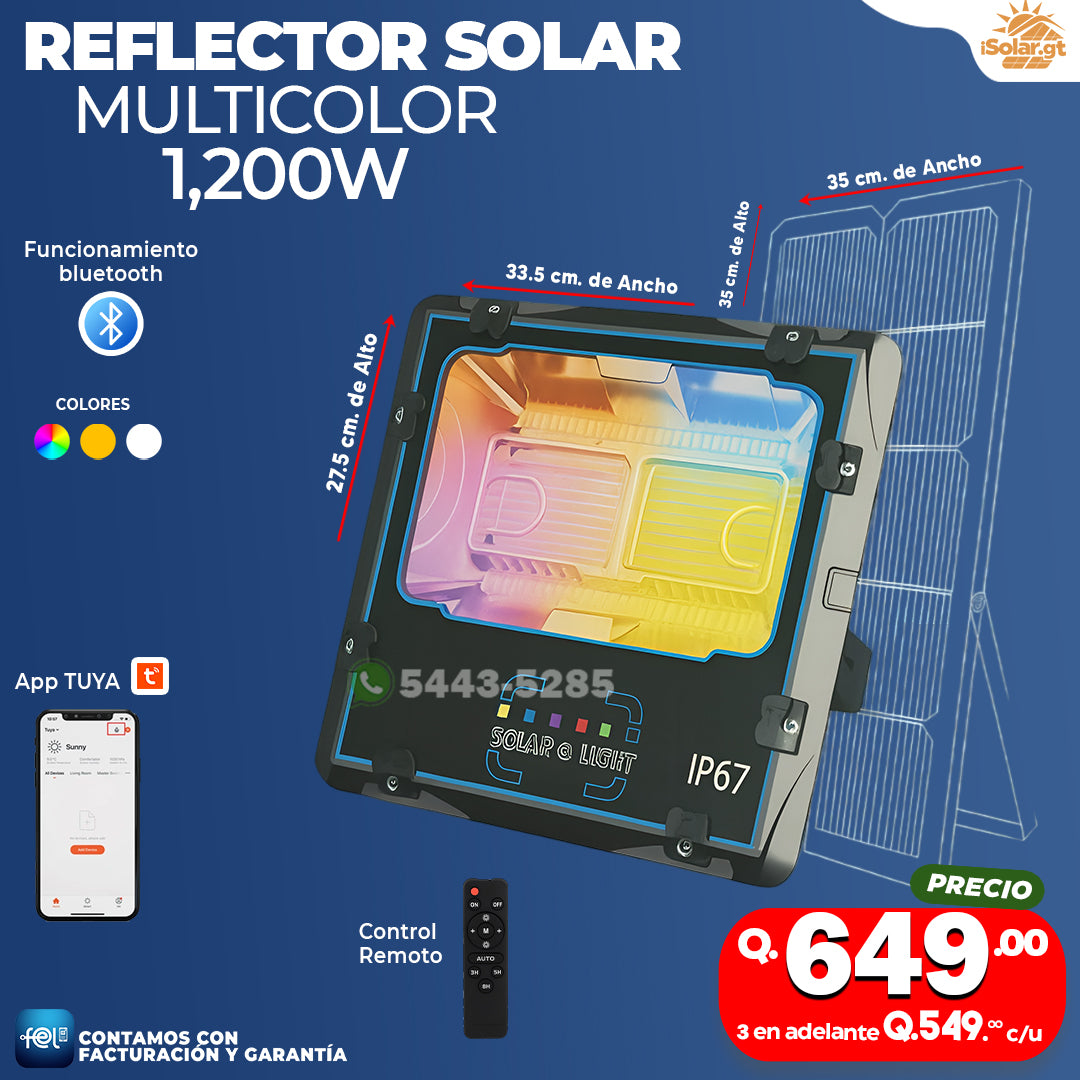 Reflector Solar Multicolor 1,200W ⚡